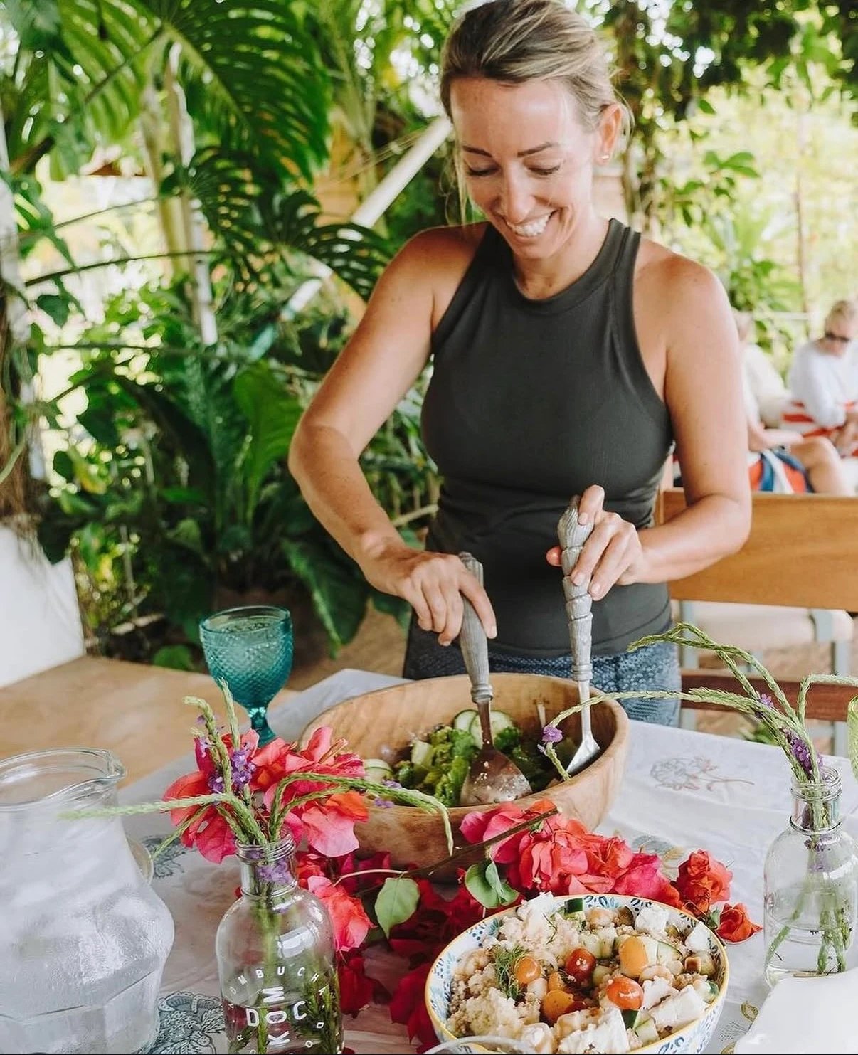 Sarah Tilhou, our chef, at the table